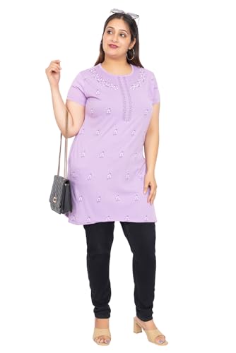 Image of Women Printed Cotton Tshirt with Side Slits & Pocket