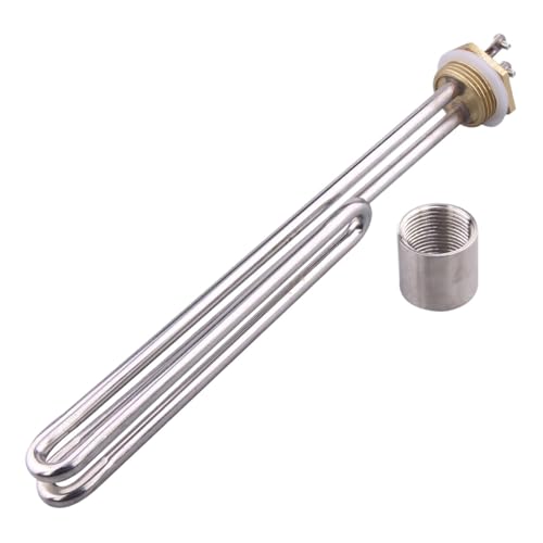 SVGVUBMUC Calentador de Agua de inmersión con Brida de latón, CA, 220 V, Elemento Calefactor Plegable de 1' Tipo U, 1 kW, 2 kW, 3 kW, 4 kW, 5 kW(Grey,1kw 180mm)