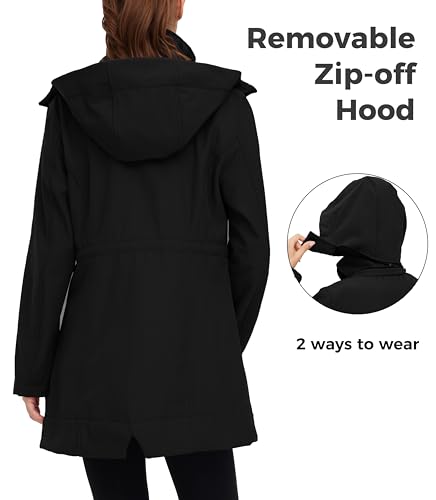 wantdo Women's Softshell Jacket Hooded Fleece Lined Waterproof Coat Warm Lightweight Insulated Windbreaker for Outdoor Hiking2
