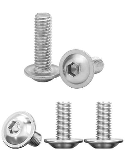 IPNSDON 20 tornillos: tornillos cabeza plana M6, casquillo hexagonal acero inoxidable, tornillos con brida, tornillos de rosca pequeña, rosca completa, adecuados para fijar tablas de madera, etc.