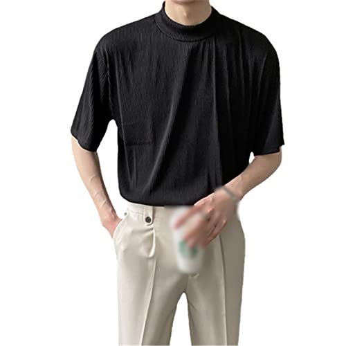 T-shirt d'été homme noir XL vêtement uni fluide et élégant de mode