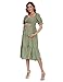 KOJOOIN Damen Umstandskleid Kurzarm Schwangerschaftskleid Midi Hohe Taille Stillkleid Mit Rüschen Armeegrün(Kurzarm)-New L
