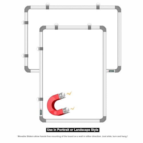 Image of YAJNAS Magnetic Whiteboard, 2x3 feet, Regular Steel Surface with Aluminium Frame, 10 Magnets, 2 Markers, Eraser, Scale for Home Office, School (2x3 feet Combo Pack)
