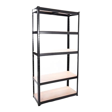 Panana Warehouse 5 Tier Racking Shelf Heavy Duty Steel Garage Shelving Unit Garden Shed Shelving (black, 150x70x30cm) Cover