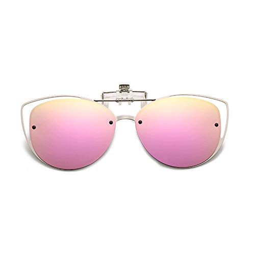 FEISEDY Polarized Cat Eye Clip On Sunglasses for Women Men, Rimless Flip Up Glasses Compatible for Prescription Eyewear B26702