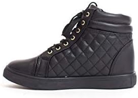 Soho Shoes Women's Leatherette Quilted Zipper Lace Up High Top Sneakers