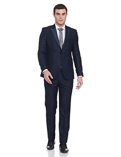 Image of Raymond Rayon Blend Men's Full Sleeve Contemporary FIT Dark Blue Formal Suit
