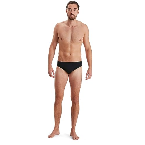 Speedo Men's Eco Endurance+ 7cm Swimming Briefs| Chlorine Resistant | Recycled Fabric | Swim Fitness | Training, Black, 42