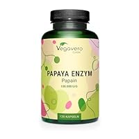 Papaya Enzym Vegavero | Hochdosiert: 2.100 mg reines Papain pro Tagesdosis | Hohe Enzymaktivität: 100.000 units/g | Natürlich aus der Frucht| 120 Kapseln | Vegan & Ohne Zusätze