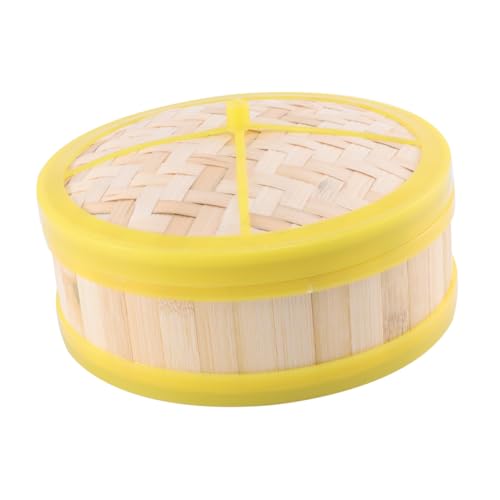 Alipis Vaporiera in Bambù Un Piano Con Coperchio Contenitore Per Cottura a Vapore Per Ravioli Dim Sum Verdure Riso Pesce e Altri Alimenti Realizzato in Plastica Resistente e Bambù