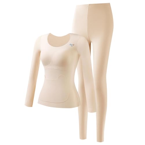 Kids Thermal Underwear Set, Winter Warm Fleece Base Layer With Pockets Kids Build In Bra Top & Leggings Bottoms Cotton Long Johns For Cold Weather 14-16 Years