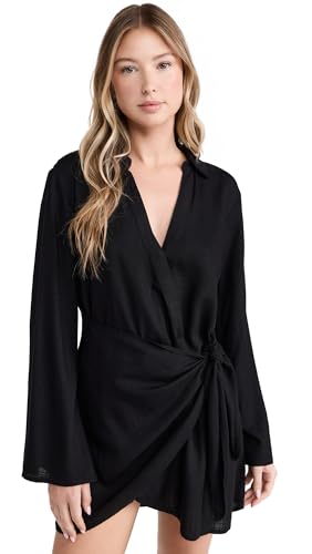 L*Space Las Palmas Dress for Women, Mini-Dress with Tie Front Wrap, Adjustable Tie, Plus Hook & Eye Closure