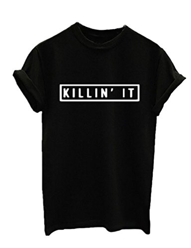 Haola Women's Graphic Letter Printed Funny Tops Junior Girls Graphic Tees Casual T-shirts S Black