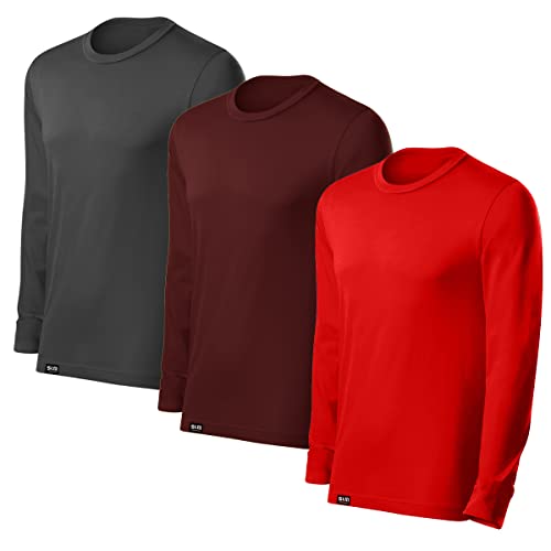 Kit com 3 Camisetas Proteção Solar Uv 50 Ice Tecido Gelado – Slim Fitness – Vermelho - Vinho - Cinza