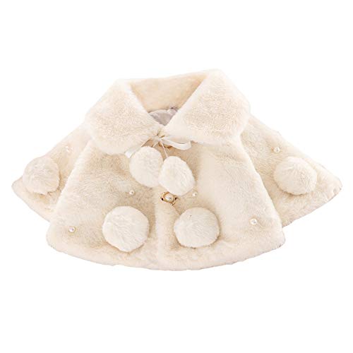 Abrigo para bebés y niñas de Piel sintética, Manga Larga, Capa, Capa, Chaquetas, Prendas de Vestir, Ropa de Invierno cálida (White-B,0-6 Meses)