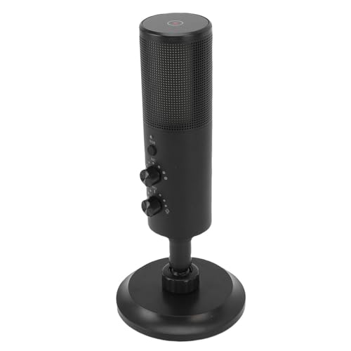 Luqeeg USB Microphone, RGB Light Cardioid USB Condenser Gaming Microphone with Desktop Stand, Background Noise Cancellation for Computer, Mobile Phone Live Streaming