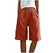 Linen Shorts for Women Loose Fit Knee Length Bermuda Summer Casual Elastic Waist Short Pants with Pockets Black Shorts Jeans Womens Woman Casual Hiking Cute Jean