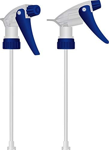 Empty Plastic Spray Bottle 16 Ounce, Clear, Chemical Resistant with Blue-White Sprayer for Chemical and Cleaning Solution, Adjustable Head Sprayer from Fine to Stream