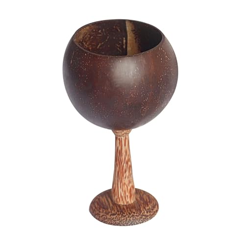 Tazas de fiesta Luau, tazas tropicales para fiestas, copas de vino de cáscara de coco con base de madera, copas de cóctel creativas para zumo de bebidas, copas de vino retro para vacaciones en la