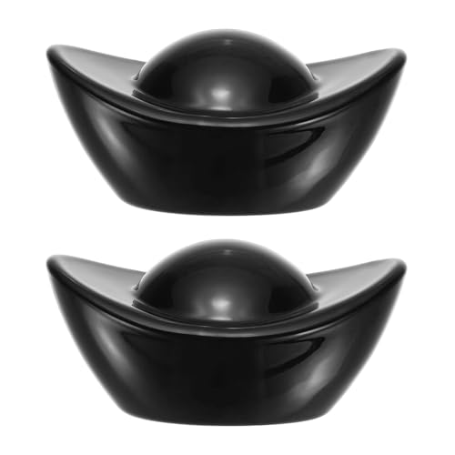 Statues de lingot doré cristal noir 7,6 cm : objet déco asiatique - 2