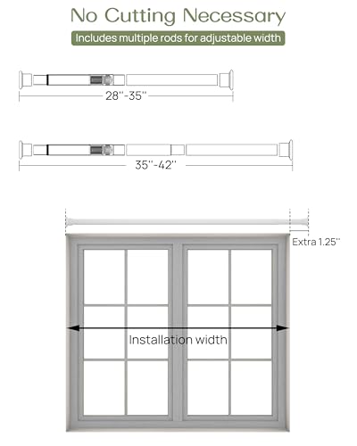 Image of ALLZONE Heavy Duty Tension Shower Curtain Rod 28-42 Inches for Bathroom, Window, Non-Slip, Adjustable with Strong Spring Pole for Closet, Doorway, No Rust, No Drilling, White