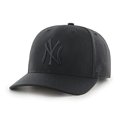 '47 MLB New York Yankees Cold Zone MVP DP Unisex-Baseballkappe, Verstellbar, Hochwertiges Design, Black Logo, Black