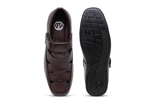 Image of BRUTE Faux Leather Sandals for Men | Fisherman Sandals | Closed Sandals