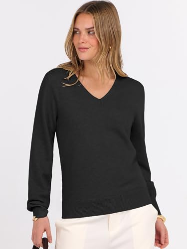 Image of ANRABESS Women's Long Sleeve V Neck Basic Sweaters | Classic Pullover Tops,Soft Loose,Business Casual Work,Travel Vacation,All Day Wear,Fall Spring Outfits,Winter Layer Clothing