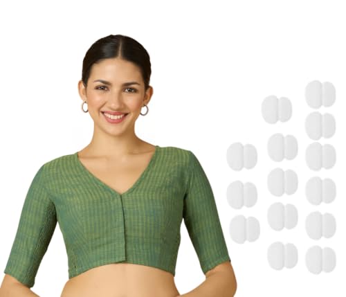 Image of Studio Shringaar Women Cotton Half Sleeve Madras Checks Saree Blouse with Stretchable Sides