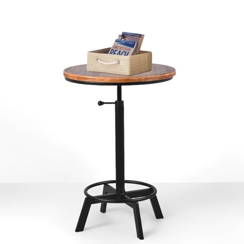 Farmhouse Bar Table 30-35.4inch Height Adjustable Rustic Bistro Pub Table for Kitchen Coffee House...