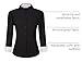 WARHORSEE Womens Button Down Shirt Long Sleeve Work Dress Shirts, V Neck Easy Care Stretchy Business Casual Blouses for Women(Black,XL)