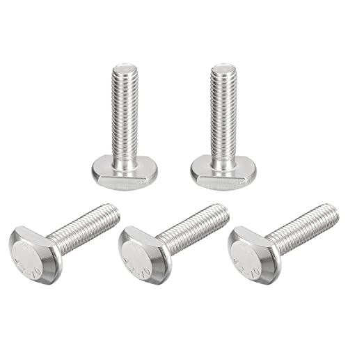 uxcell T-Slot Bolts, 5pcs M10x40mm T Slot Drop-in Stud Sliding Bolts 304 Stainless Steel T Shape Screws for T Track