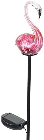 Peaktop Outdoor Solar Flamingo Garden Metal Stake, Pink