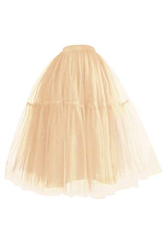 Wedding Planning Women's A Line Short Knee Length Tutu Tulle Prom Party Skirt(Champagne)