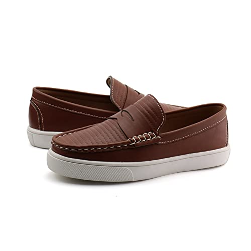 Starmerx Boys Dress Shoes Kids Casual Loafers Slip On Unisex-Child Sneakers (4,Tan) #TOP3