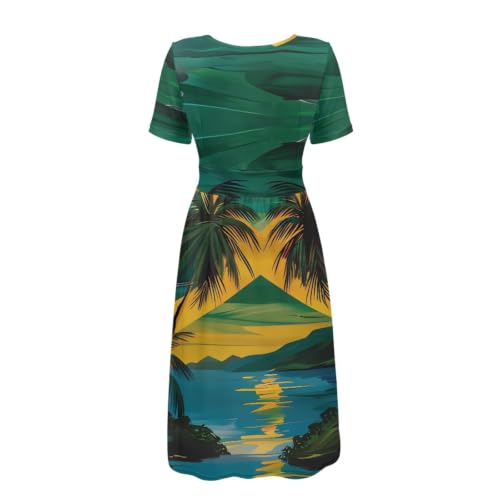 Image of Women's Summer Dresses Short Sleeve Formal Dresses with Pockets | Lightweight Quick‑Dry Soft Comfortable 2026 Fashion Dresses Loose Plus‑Size High‑Waisted
