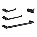 GERUIKE Toallero 4 Piezas Set de Accesorios de baño 40CM Aluminio Toallero Baño Anillo de Toalla Montaje en Pared Sujetador de Papel Toallero de Inodoro Gancho para Bata Negro