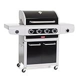 Barbecook Gasgrill Siesta 412 mit 4 Brennern und Seitenbrenner, schwarz, 132x56x119cm