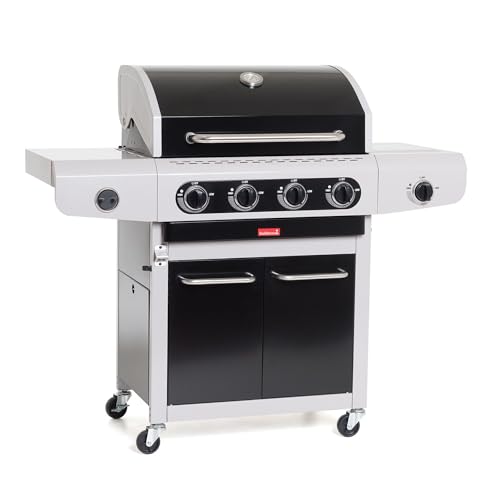 Barbecook Gasgrill Siesta 412 mit 4 Brennern und Seitenbrenner, schwarz, 132x56x119cm