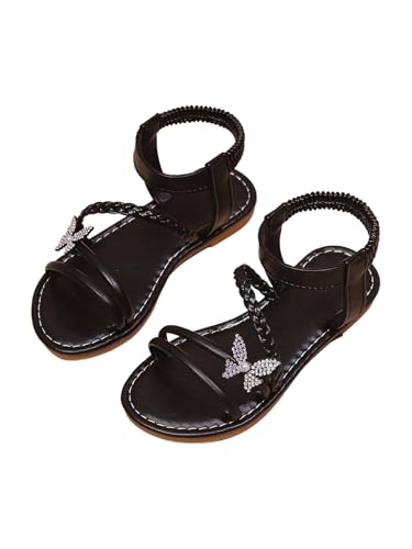 GORGLITTER Girl's Dress Sandals Strappy Glitter Butterfly Open Toe Sandals