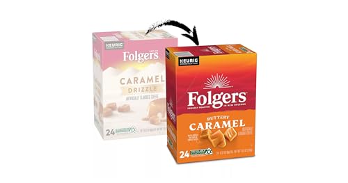 Image of Folgers Caramel Drizzle Flavored Coffee, 96 Keurig K-Cup Pods