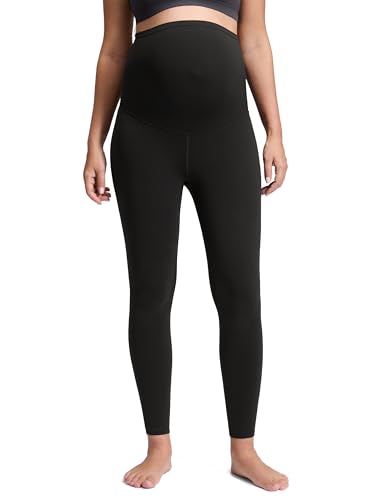 CRZ YOGA Butterluxe Maternity Leggings 28' - Over The Belly Workout Activewear Yoga Womens Pregnancy Pants Buttery Soft Black Medium