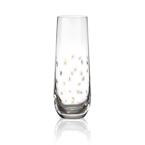 Mikasa Party 9.5-Ounce Stemless Flutes, 4 Count (Pack Of 1), Gold #TOP2