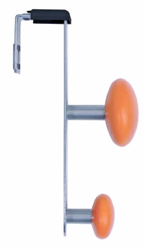 Alba Over-The-Panel Coat Hook For Cubicles or Partitions, Double Peg, Metallic Silver and Light Wood (PM2PARTBO) - Thumbnail 3