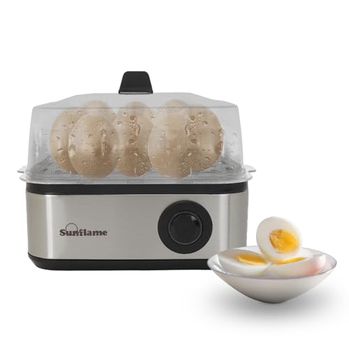 Sunflame 3-in-1 Egg Boiler Electric (New Launch) | Boil 8 Eggs, Poach 4 Eggs, Steam Vegetables | 3 Boiling Modes | Auto Turn-Off | Food Grade Boiling 