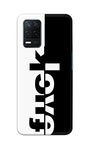 Image of PRINTFIDAA One Words Fukc Love Creative Art Innovative Wonderfull Printed Designer Hard Case for Realme 8 5G / Realme Narzo 30 5G / Realme 8S 5G / Realme V13 5G Back Cover -(e) RPM1003