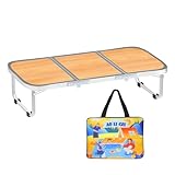 AO LI GEI Folding Camping Table Small with Storage Bag,Adjustable Height Portable Picnic Table,Upgraded Thickening Lightweight Outdoor Table Aluminum Legs (Brown:15.7'x35.4', Height:10.6')