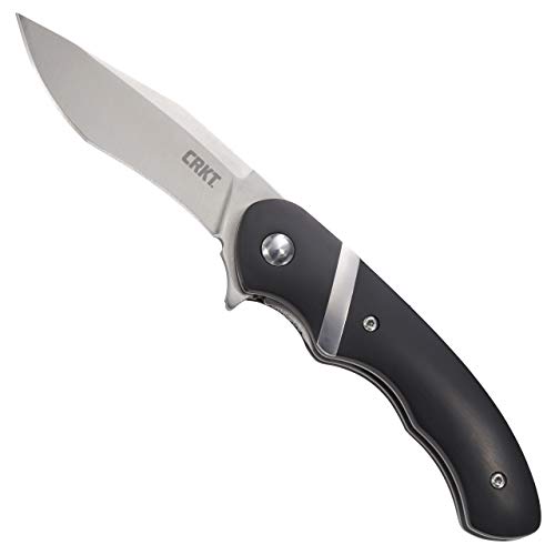 CRKT Snarky EDC Folding Pocket Knife: Everyday Carry, Flat Ground Recurve Blade, Flipper Open, Liner Lock, POM with Stainless Inlay, Deep Carry Pocket Clip 7280