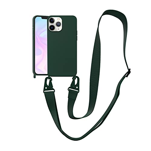 Image of Compatible with iPhone 11 Pro Case with Lanyard Crossbody iPhone Case with Strap Adjustable Shockproof Drop Protection Silicone Phone Cover for iPhone 11 Pro 5.8'' Midnight Green