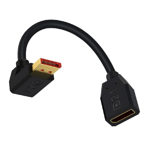 Cable extensor DP 2.1 en ángulo ascendente para evitar roturas de puertos
